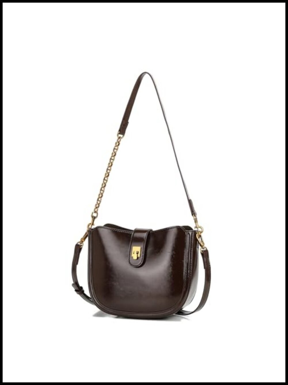 Faux Leather Crossbody Bag Adjustable Strap Casual Underarm Purse